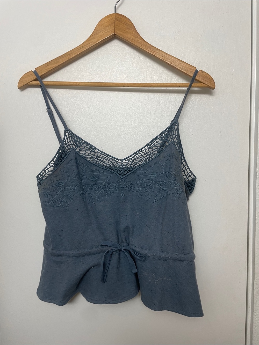 O'Neill Slate Blue Lace-Trim Tie-Front Cami